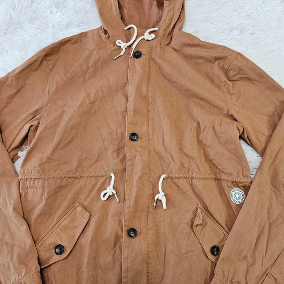 Rhythm Women's Light Brown Zip Up Longline Hooded Utility Jacket. Size XL - Picture 2 of 11